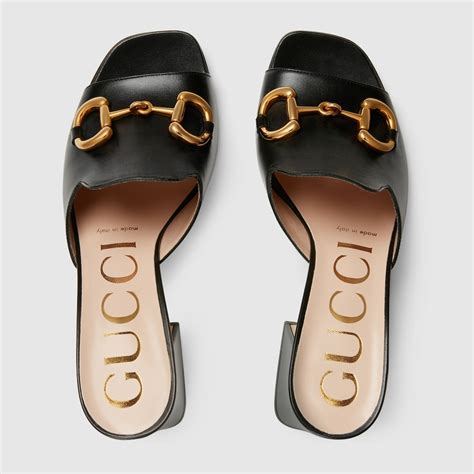 gucci leather horsebit slide sandals|Gucci slide sandals with horsebit.